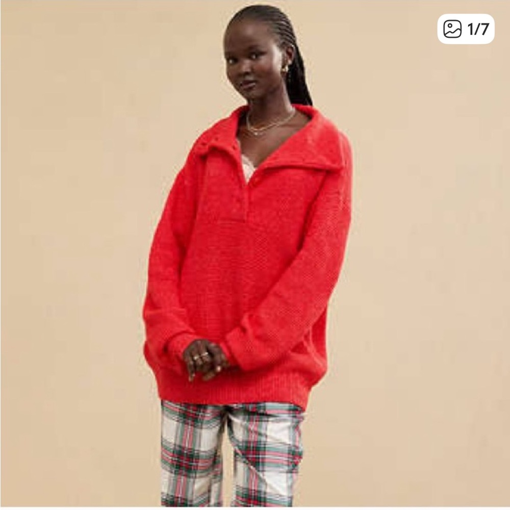NWOT Aerie CozyUp Waffle Button Sweater - XXS